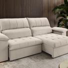 Sofa Retrátil e Reclinável Duplo Molejo 2,30m Tolledo Bege Marfim