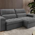 Sofa Retrátil e Reclinável Duplo Molejo 2,30m Tolledo Cinza Grafite