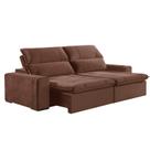 Sofá Retrátil e Reclinável Hanover Suede Marrom 2,10cm
