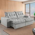 Sofá Retrátil e Reclinável Modulado 3 Lugares 250cm França Cinza Claro