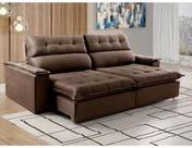 Sofá Retrátil e Reclinável Molas Ensacadas 4 Lugares Rubi Vivaro Decor Suede Marrom