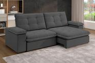 Sofá Retrátil e Reclinável Slim 250cm 4 Lugares Fofao Premium Cinza Titânio