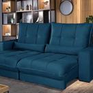 Sofá Retrátil e Reclinável Thor - Molas Ensacadas 250 Cm Veludo Azul Marinho