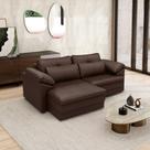 Sofá Retrátil Elétrico Sala de Estar Nolan Bipartido 250cm Conforto Premium em Couro Marrom Brilho G58 - Gran Belo