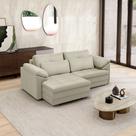 Sofá Retrátil Elétrico Sala de Estar Nolan Bipartido 250cm Conforto Premium em Couro OffWhite G58 - Gran Belo