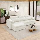 Sofá Retrátil Elétrico Sala de Estar Nolan Bipartido 332cm Conforto Premium em Couro Branco Manchado G58 - Gran Belo