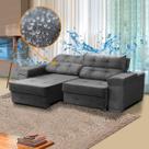 Sofá Retrátil Impermeável 3 Lugares Ravello 220 Cm Reclinável Veludo Cinza - SóSofá