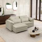 Sofá Retrátil Manual Sala de Estar Nolan Bipartido 215cm Conforto Premium em Couro OffWhite G58 - Gran Belo