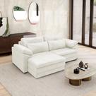 Sofá Retrátil Manual Sala de Estar Nolan Bipartido 250cm Conforto Premium em Couro Branco Manchado G58 - Gran Belo
