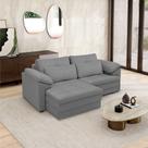 Sofá Retrátil Manual Sala de Estar Nolan Bipartido 250cm Conforto Premium em Couro Cinza G58 - Gran Belo