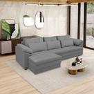 Sofá Retrátil Manual Sala de Estar Nolan Bipartido 257cm Conforto Premium em Couro Cinza G58 - Gran Belo