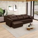 Sofá Retrátil Manual Sala de Estar Nolan Bipartido 297cm Conforto Premium em Couro Marrom Brilho G58 - Gran Belo Sofá Retrátil Manual Sala de Estar Nolan Bipartido 297cm Conforto Premium em Couro Marrom Brilho G58 - Gran Belo
