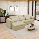 Sofá Retrátil Manual Sala de Estar Nolan Bipartido 332cm Conforto Premium em Couro Bege G58 - Gran Belo