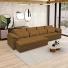 Sofá Retrátil Manual Sala de Estar Nolan Bipartido 414cm Conforto Premium em Couro Mel G58 - Gran Belo