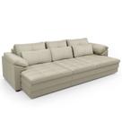 Sofá Retrátil Para Sala de Estar 3 Lugares 257cm Riza S03 Couro Bege Pérola - Lyam Decor