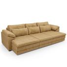 Sofá Retrátil Para Sala De Estar 3 Lugares 257cm Riza S03 Couro Soft Bege - Lyam Decor