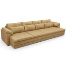 Sofá Retrátil Para Sala de Estar 4 Lugares 339cm Riza S03 Couro Soft Bege - Lyam Decor