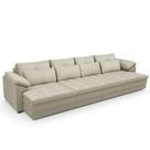 Sofá Retrátil Para Sala De Estar 6 Lugares 414cm Riza S03 Couro Bege Pérola - Lyam Decor