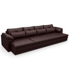 Sofá Retrátil Para Sala de Estar 6 Lugares 414cm Riza S03 Couro Caramelo - Lyam Decor