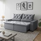 Sofá Retrátil Premium 150m Reclinável E Suede Soft Touch 2 Módulos Milão Cinza Claro