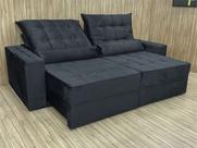 Sofá Retrátil Reclinável 1,80 m Preto Baru