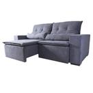 Sofá Retrátil/Reclinável 1,88 Suede Cinza Camurça Sala/Recepção