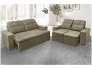 Sofá Retrátil Reclinável 2 e 3 Lugares Veludo - Agatha Gralha Azul