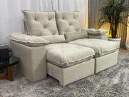 Sofá Retrátil Reclinável 2,00 m Bege Claro 511 Zuqui Plus