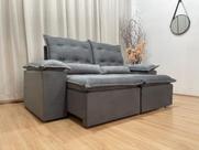 Sofá Retrátil Reclinável 2,00 m Cinza 502 Tijuca Plus