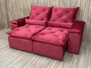 Sofá Retrátil Reclinável 2,00 m Vermelho 503 Athenas