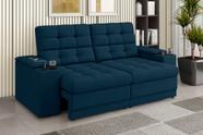 Sofá Retrátil Reclinável 205cm 3 Lugares com USB e Porta Copo Kansas Azul Sofá Retrátil Reclinável 205cm 3 Lugares com USB e Porta Copo Kansas Azul