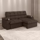 Sofá Retrátil Reclinável 2,10m Suede Marrom C/ Porta Copo Liverton Xflex Sofá Retrátil Reclinável 2,10m Suede Marrom C/ Porta Copo Liverton Xflex