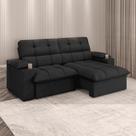 Sofá Retrátil Reclinável 2,10m Suede Preto C/ Porta Copo Liverton Xflex