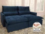 Sofá Retrátil Reclinável 2,25 m Azul 325 Leticia