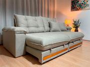 Sofá Retrátil Reclinável 2,30 m Linho Bege A226 Gael