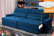 Sofá Retrátil Reclinável 2,30m Albany Suede Velut Azul Marinho Molas Ensacadas - King House