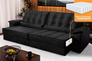 Sofá Retrátil Reclinável 2,30m Ascari Suede Velut Preto molas Ensacadas - King House