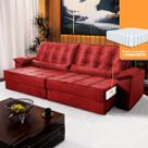 Sofá Retrátil Reclinável 2,30m Ascari Suede Velut Vermelho molas Ensacadas - King House Sofá Retrátil Reclinável 2,30m Ascari Suede Velut Vermelho molas Ensacadas - King House