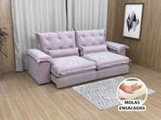 Sofá Retrátil Reclinável 2,50 m Rosa Claro 508 Aconchego