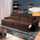 Sofá Retrátil Reclinável 2,50m Albany Suede Velut Marrom Molas Ensacadas - King House Sofá Retrátil Reclinável 2,50m Albany Suede Velut Marrom Molas Ensacadas - King House