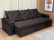 Sofá Retrátil Reclinável 2,70 m Marrom 200 Athenas