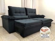Sofá Retrátil Reclinável 2,70 m Preto 504 Campo Grande