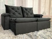 Sofá Retrátil Reclinável 2,90 m Preto BELA