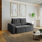 Sofá Retrátil Reclinável 3 Lugares 190cm Porta Copos e USB Embaúba Extra CabeCasa MadeiraOriginals
