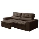 Sofá Retrátil Reclinável 3 Lugares 200cm Blanches F05 Veludo Marrom - Mpozenato
