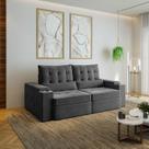 Sofá Retrátil Reclinável 3 Lugares 220cm Porta Copos e USB Embaúba Extra CabeCasa MadeiraOriginals