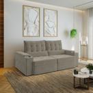 Sofá Retrátil Reclinável 3 Lugares 220cm Porta Copos e USB Embaúba Extra CabeCasa MadeiraOriginals