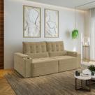 Sofá Retrátil Reclinável 3 Lugares 230cm Porta Copos e USB Embaúba Extra CabeCasa MadeiraOriginals