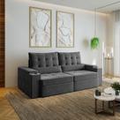 Sofá Retrátil Reclinável 3 Lugares 230cm Porta Copos e USB Embaúba Extra CabeCasa MadeiraOriginals Cinza Diamante