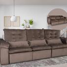 Sofá Retrátil/Reclinável 3 Lugares Capuccino Podium Marquês